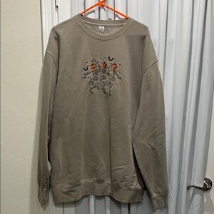 Halloween Gray Sweater with Embroidered Design